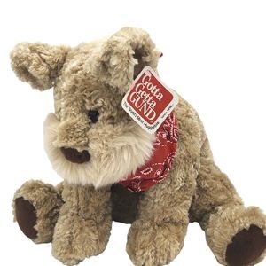 Gund Barkley Schnauzer Terrier Tan Puppy Dog Red Bandana Plush 12" Stuffed 13009